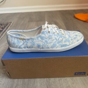 Keds x Rifle Paper Co. Blue and White Lace Up